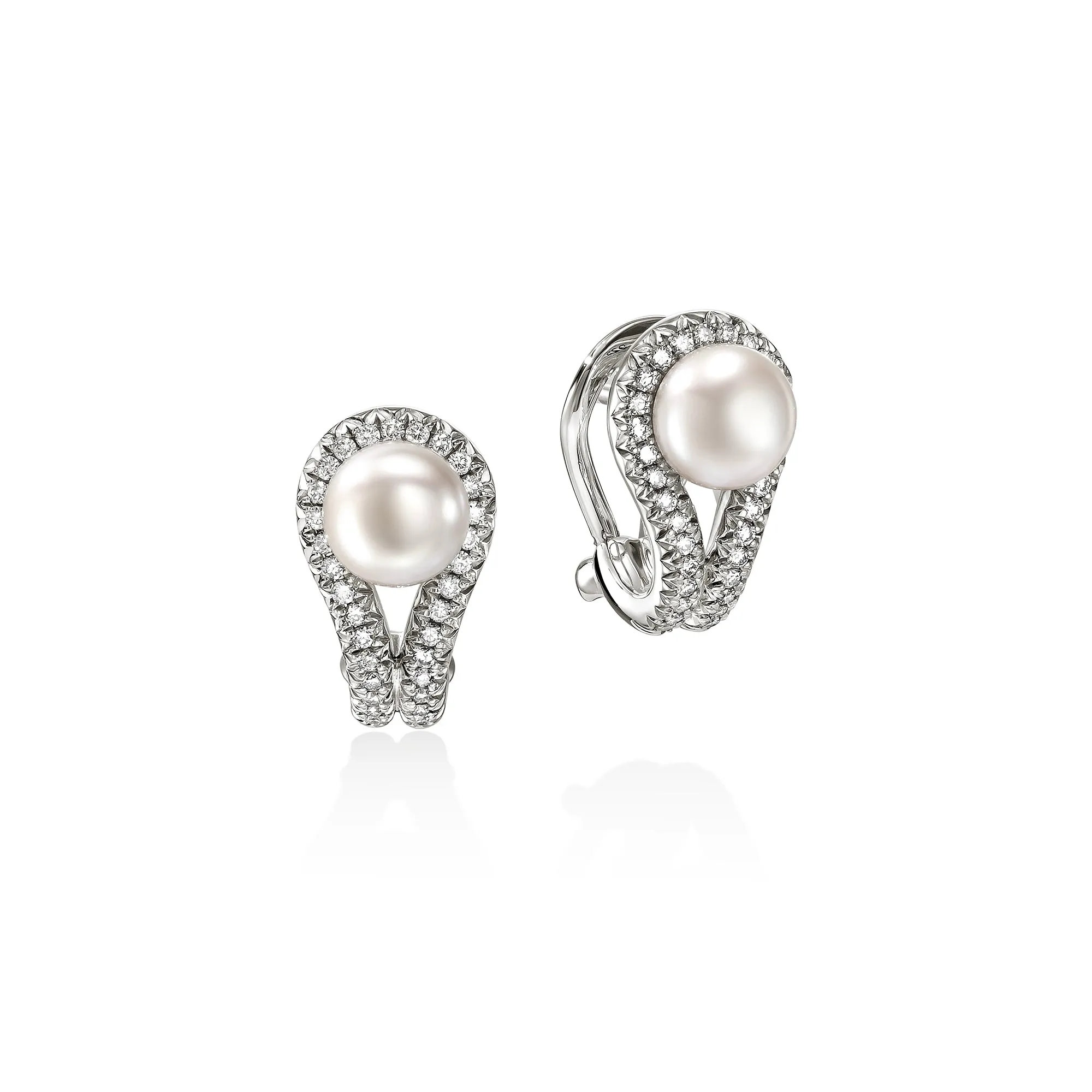 Surf Earrings, Sterling Silver, Diamonds, Pearl|EBP895042DI sold by John Hardy