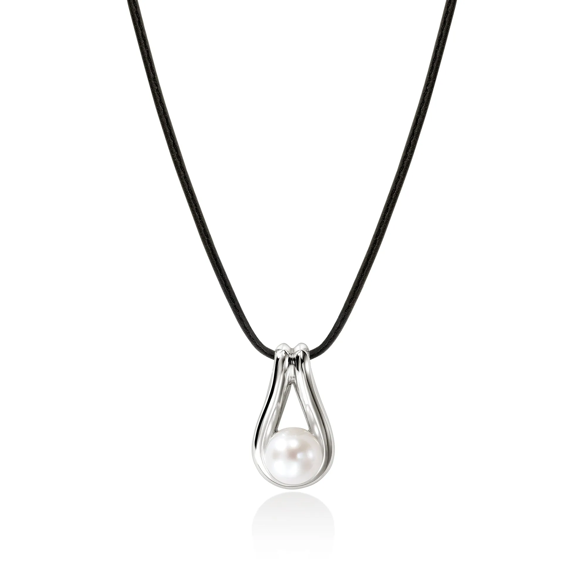 Surf Pendant Necklace, Sterling Silver, Leather, Pearl|NB8950111BL sold by John Hardy