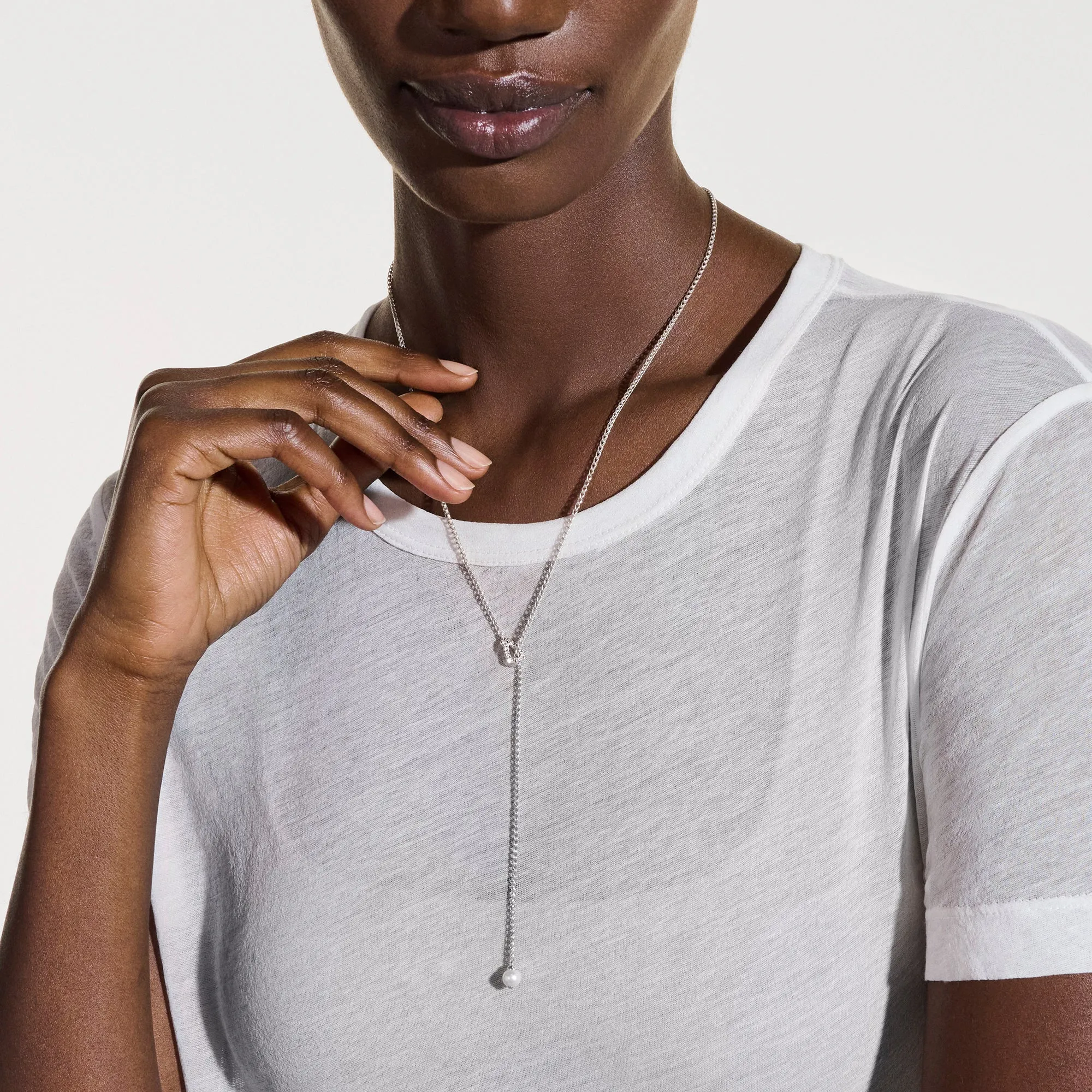 Surf Y Necklace, Sterling Silver, Diamonds, Pearl|NBP895002DI sold by John Hardy product image thumbnail 5