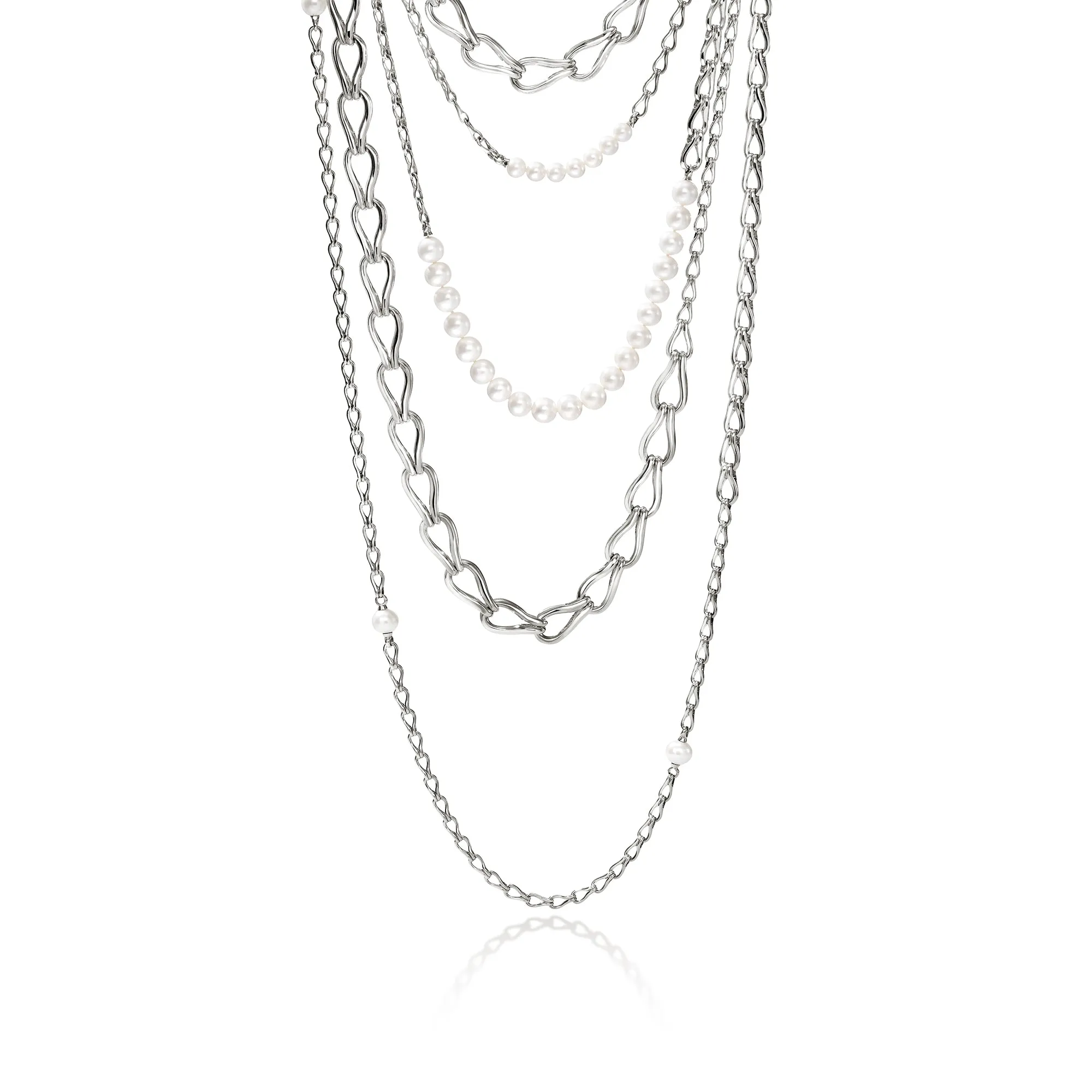 Surf Multi-Layer Necklace, Sterling Silver, Pearls|NB895101 sold by John Hardy
