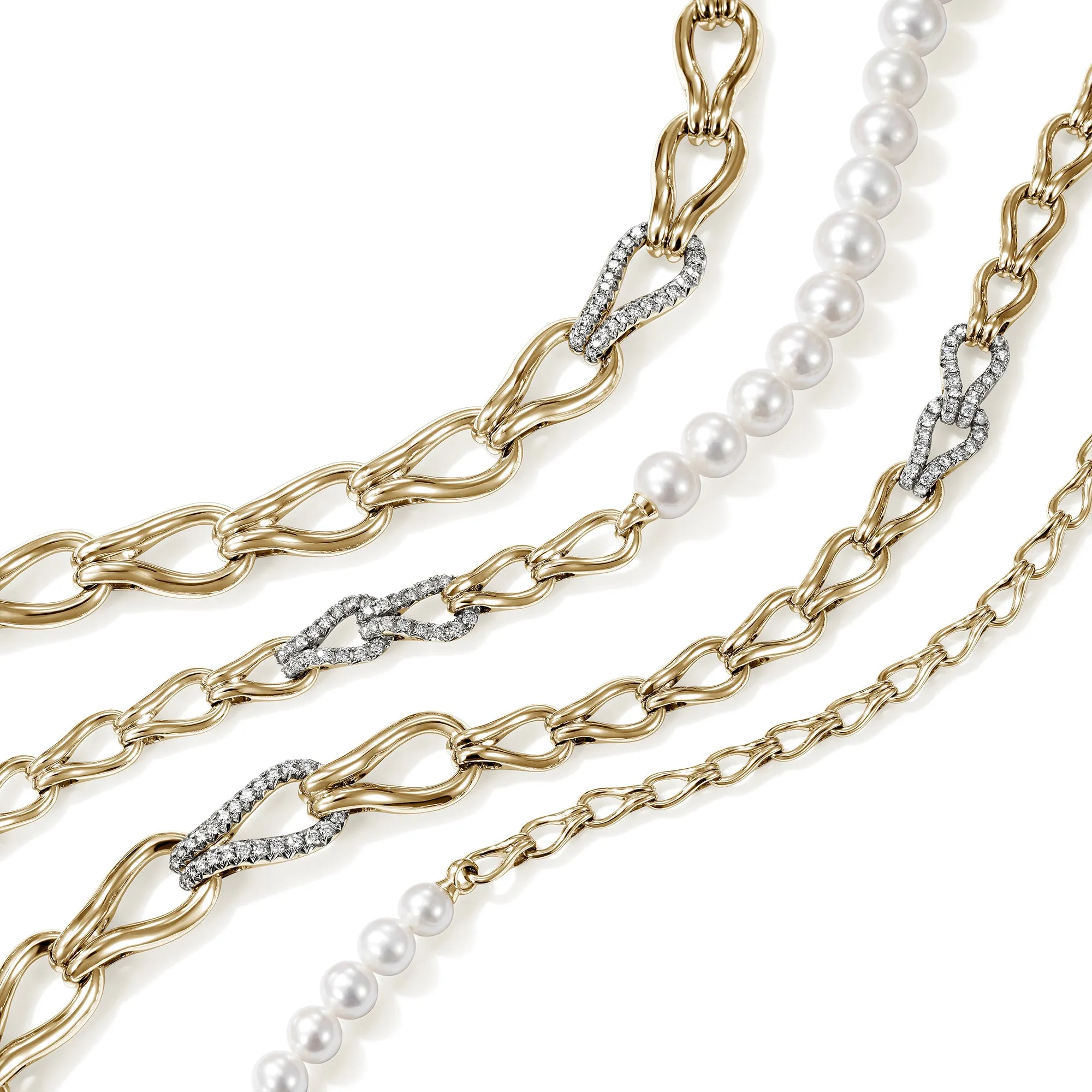 Surf Multi-Layer Necklace, Gold, Diamonds, Pearl|NGGX895102DI sold by John Hardy product image thumbnail 2