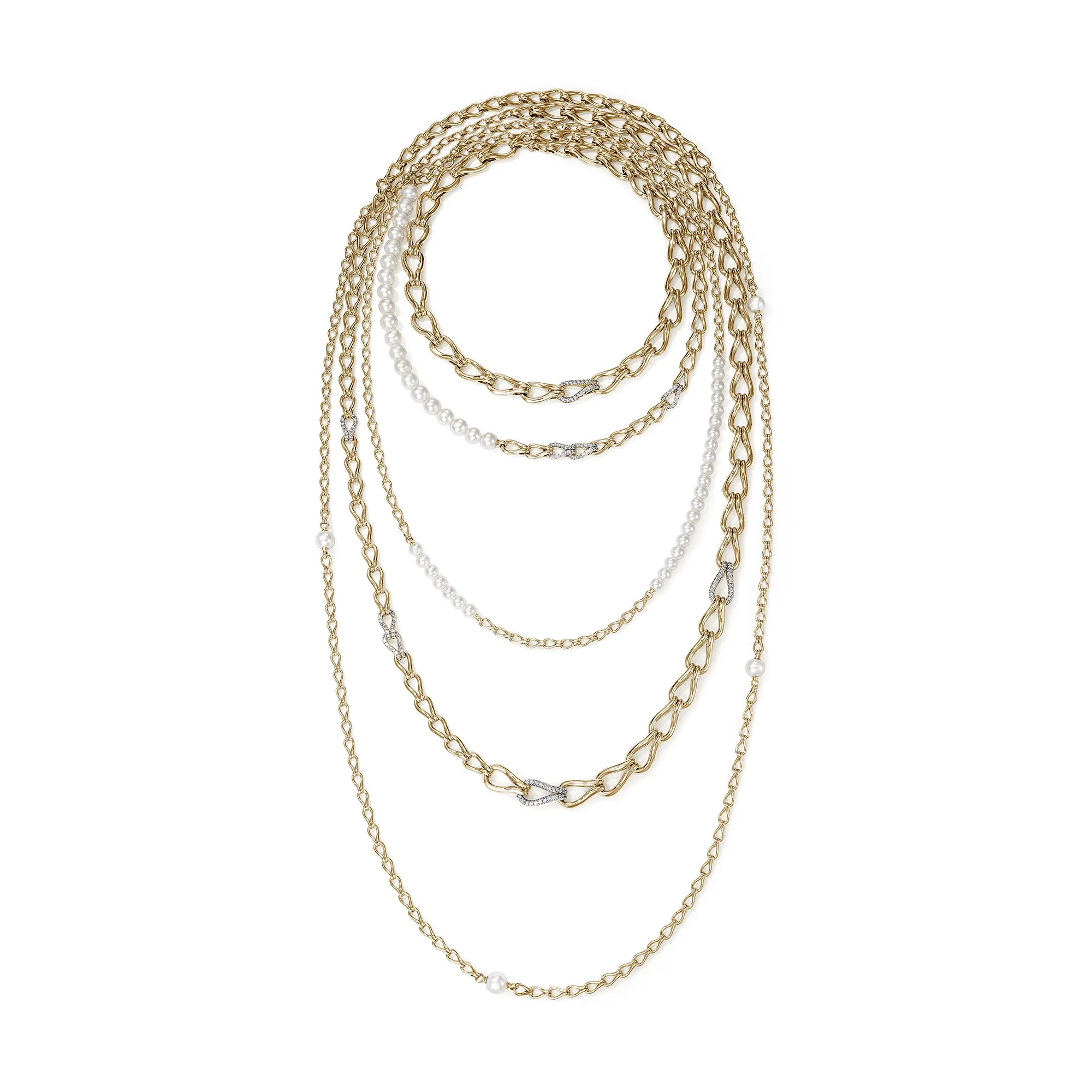 Surf Multi-Layer Necklace, Gold, Diamonds, Pearl|NGGX895102DI sold by John Hardy product image thumbnail 3