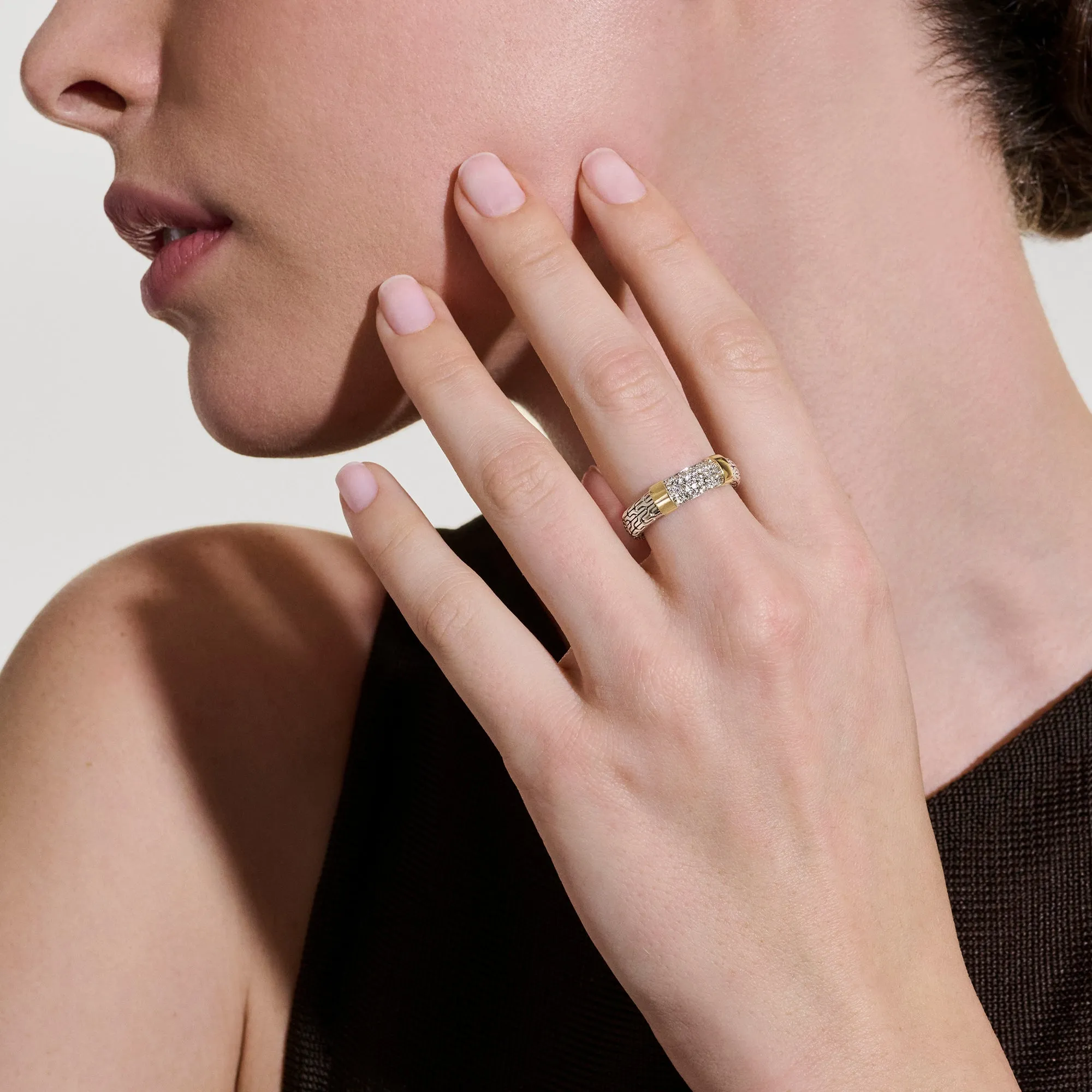 JH Essential Pave Ring, Gold, Sterling Silver, Diamonds, 5MM|RZZP988702DI sold by John Hardy product image thumbnail 5