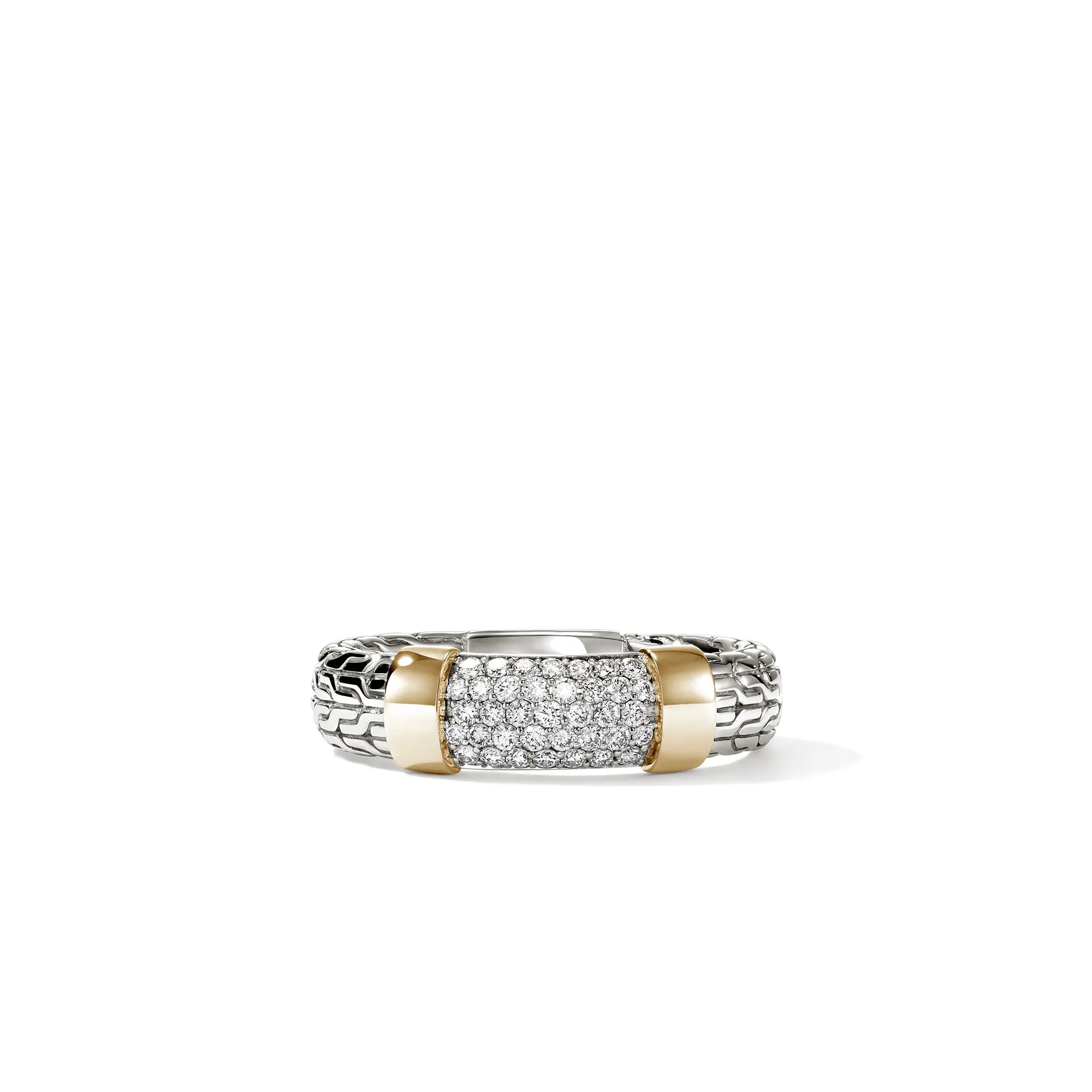 JH Essential Pave Ring, Gold, Sterling Silver, Diamonds, 5MM|RZZP988702DI sold by John Hardy
