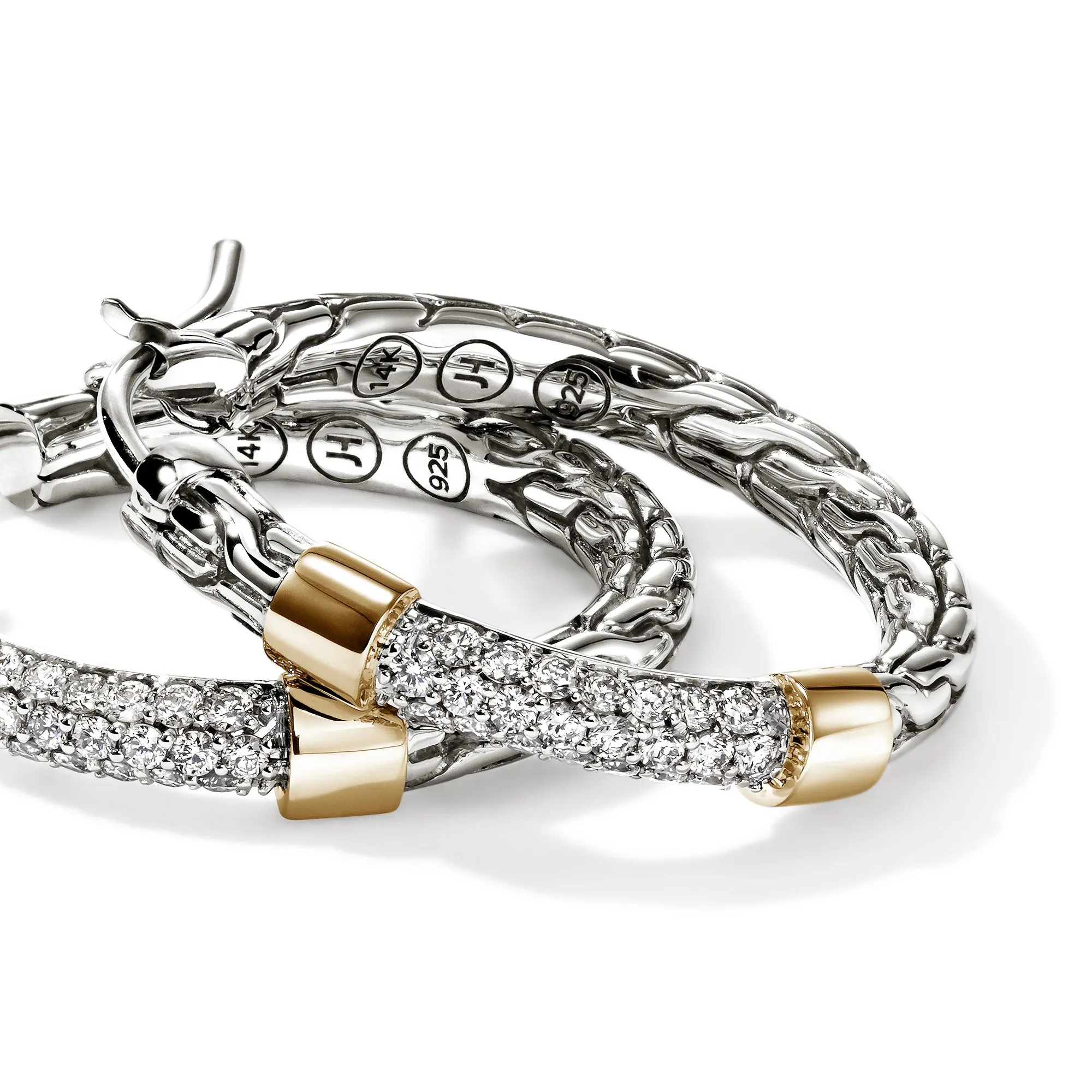 JH Essential Pave Hoop Earrings, Gold, Sterling Silver, Diamonds, 23MM|EZZP988682DI sold by John Hardy product image thumbnail 2