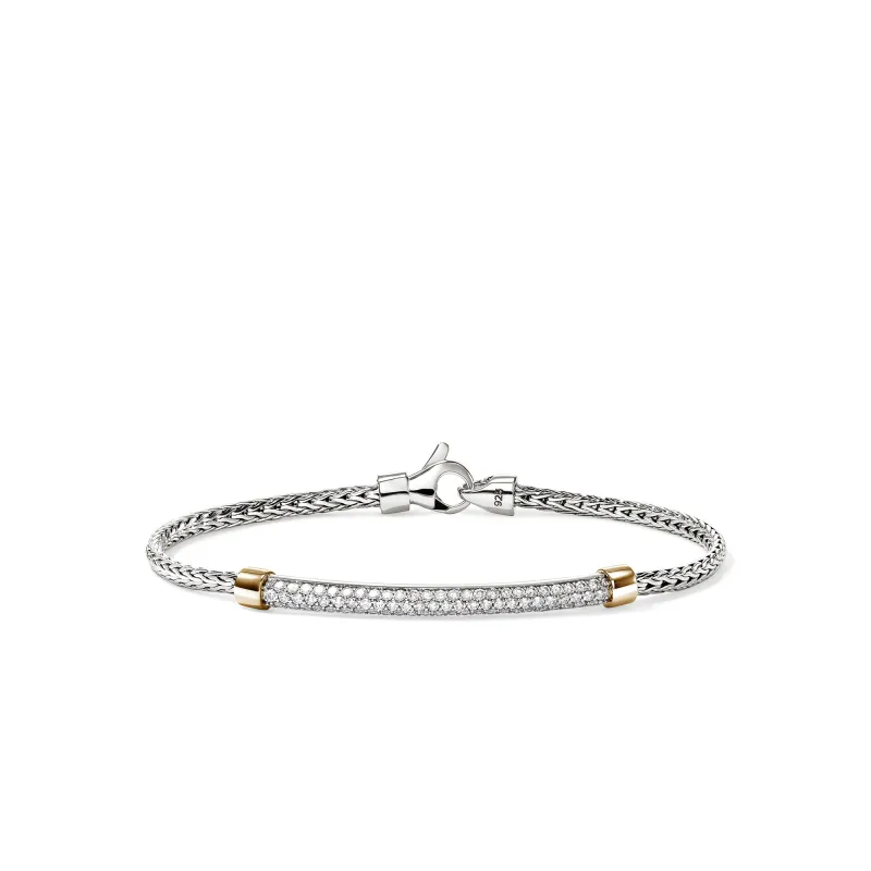 JH Essential Pave Bracelet, Gold, Sterling Silver, Diamonds, 2.5MM|BUZZP988662DI sold by John Hardy
