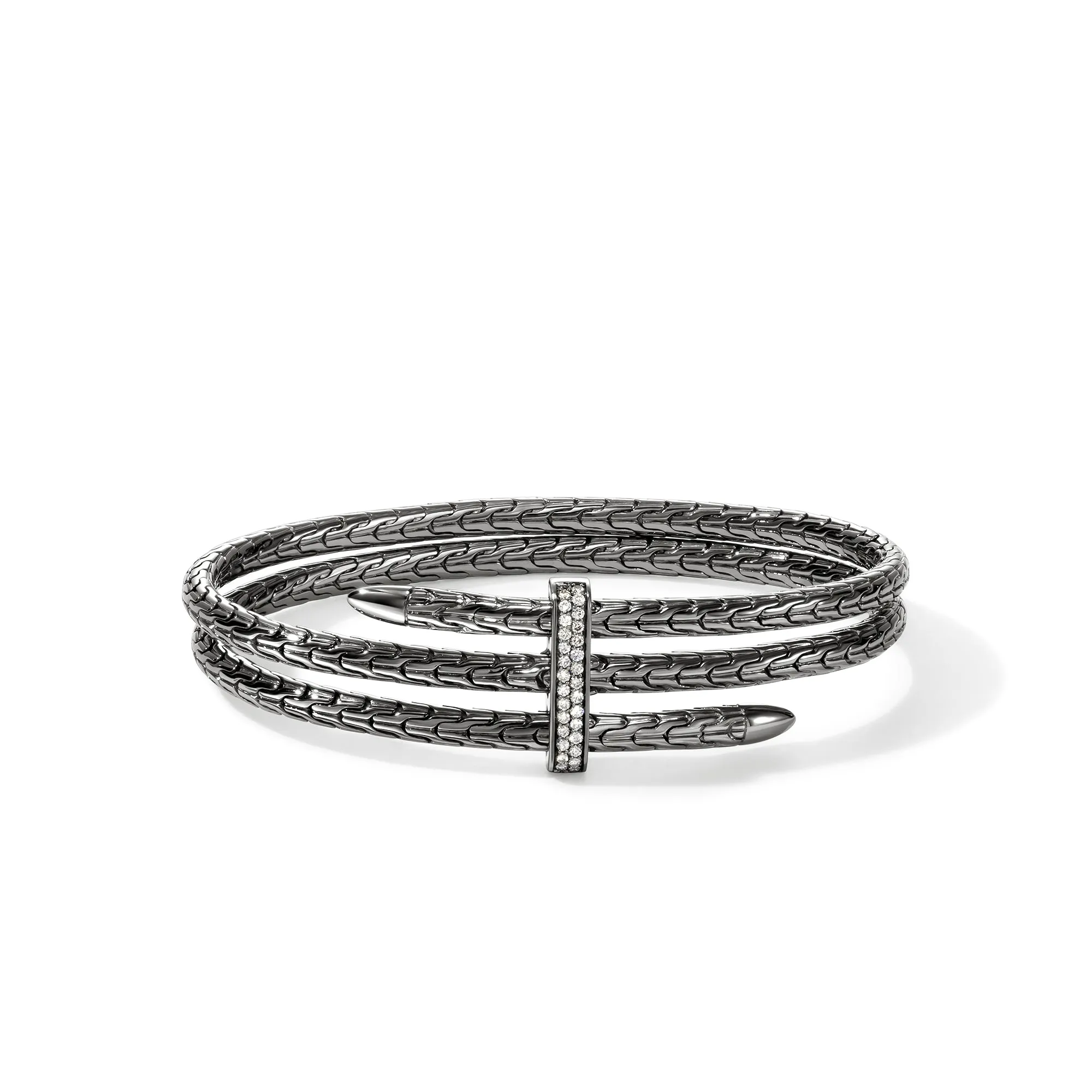 Spear Triple Flex Cuff, Dark Silver, Diamonds, 4MM|CBP988392BRDDI sold by John Hardy