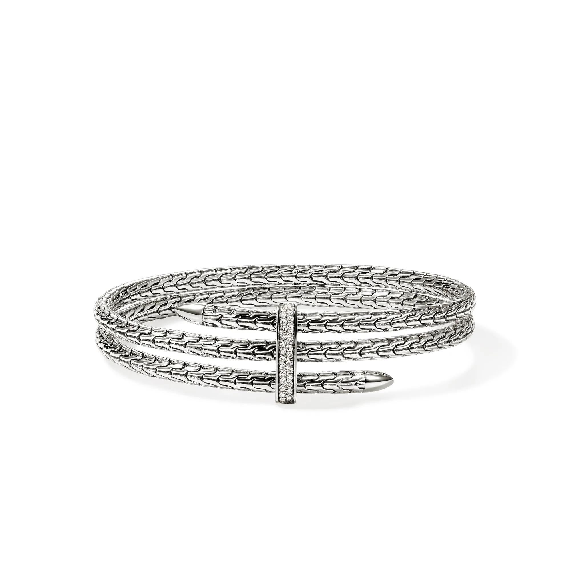 Spear Triple Flex Cuff, Sterling Silver, Diamonds, 4MM|CBP988392DI sold by John Hardy