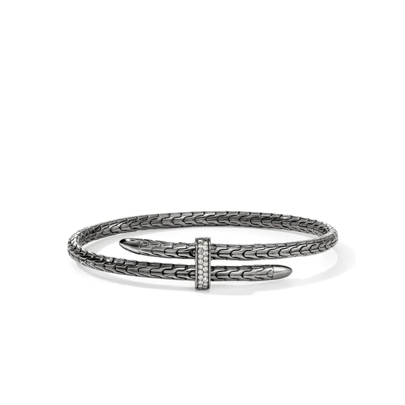 Spear Flex Cuff, Dark Silver, Diamonds, 4MM|CBP987872BRDDI sold by John Hardy