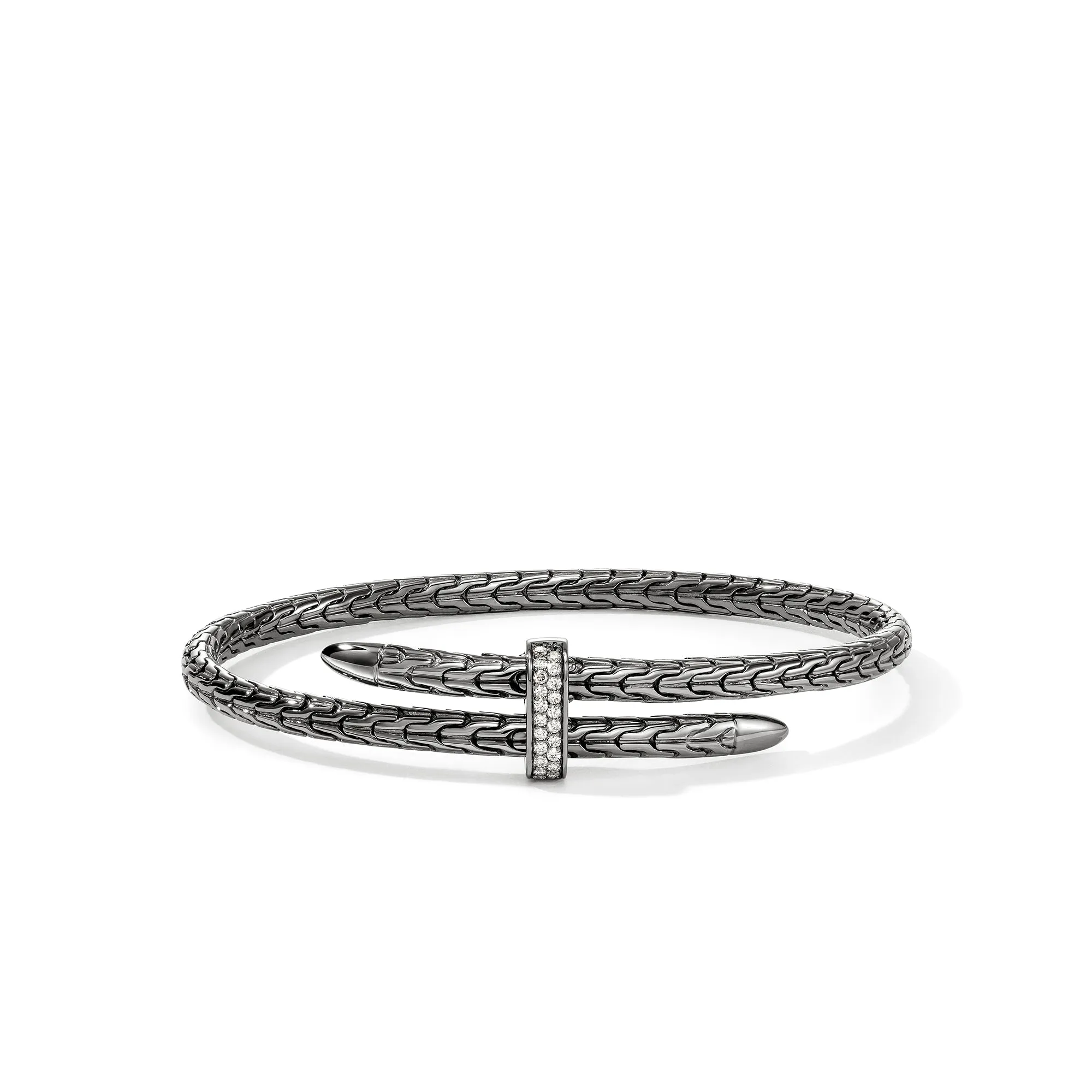 Spear Flex Cuff, Dark Silver, Diamonds, 4MM|CBP987872BRDDI sold by John Hardy