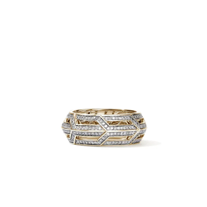 Icon 50 Band Ring, Gold, Diamonds, 8MM|RGGX987522DI sold by John Hardy
