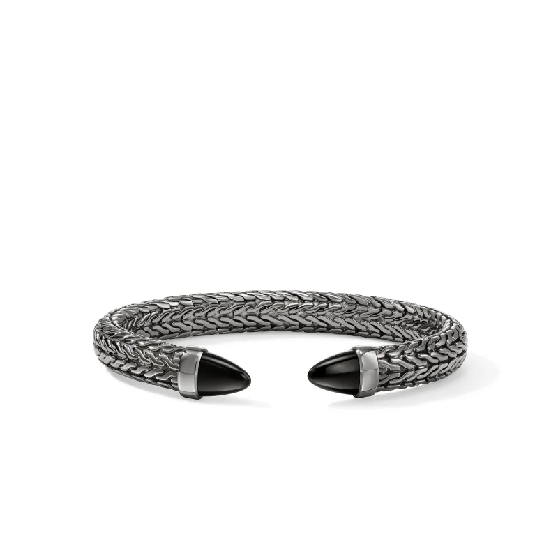 Spear 50 Flex Cuff, Dark Silver, Black Onyx|CBS987961BRDBON sold by John Hardy