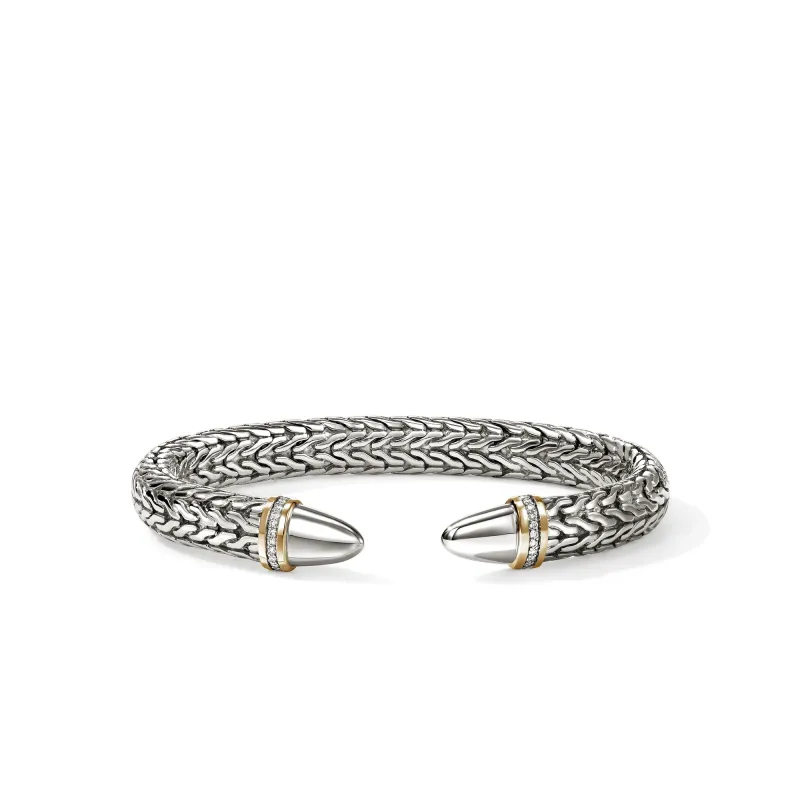 Spear 50 Flex Cuff, Gold, Sterling Silver, Diamonds|CZZP988982DI sold by John Hardy