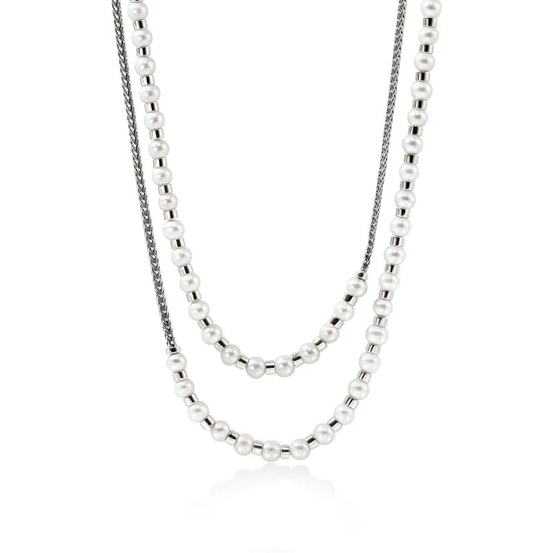 JH Essential Pearl Wrap Necklace, Sterling Silver, 2.5MM|NB9011091 sold by John Hardy