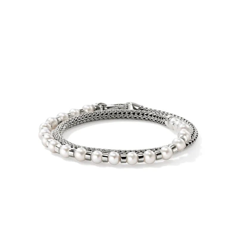 JH Essential Pearl Wrap Bracelet, Sterling Silver|BU9011061 sold by John Hardy