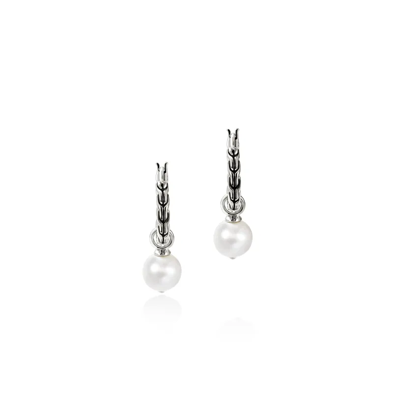 JH Essential Pearl Hoop Earring, Sterling Silver, 16MM|EB987261 sold by John Hardy
