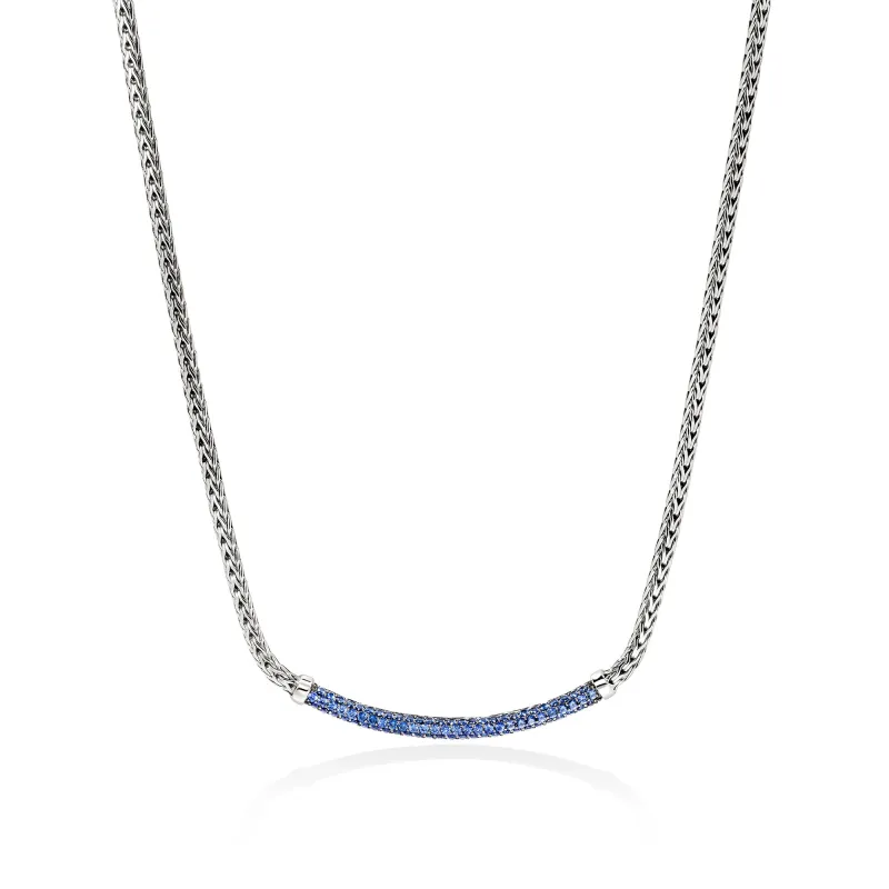 JH Essential Pavé Necklace, Sterling Silver, Gemstones, 2.5MM|NBS986984BSP sold by John Hardy