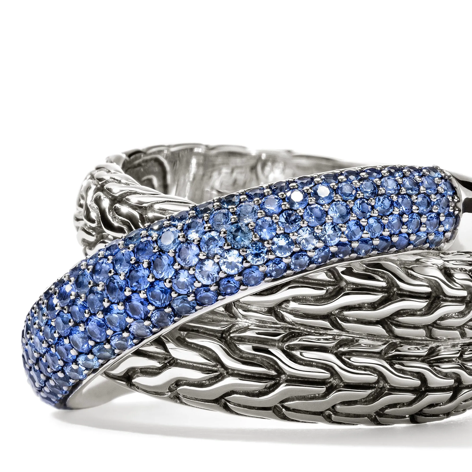 JH Essential Pavé Crossover Ring, Sterling Silver, Gemstones|RBS987164BSP sold by John Hardy product image thumbnail 2