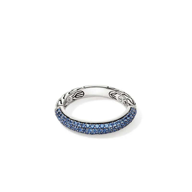 JH Essential Pavé Band Ring, Sterling Silver, Gemstones, 3.5MM|RBS987054BSP sold by John Hardy