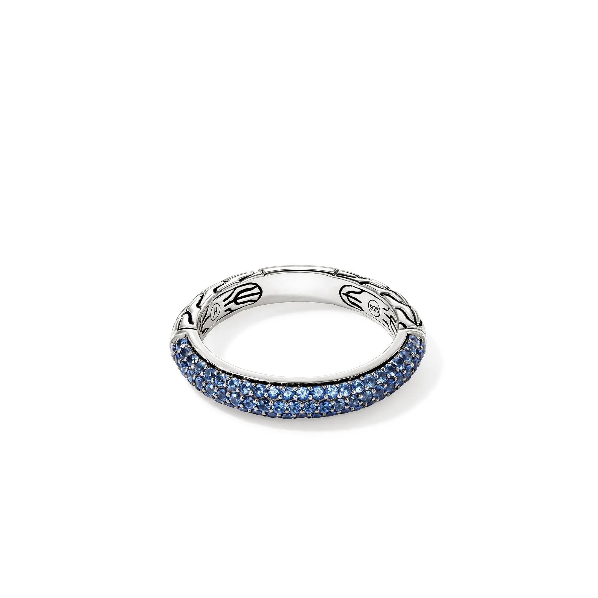 JH Essential Pavé Band Ring, Sterling Silver, Gemstones, 3.5MM|RBS987054BSP sold by John Hardy