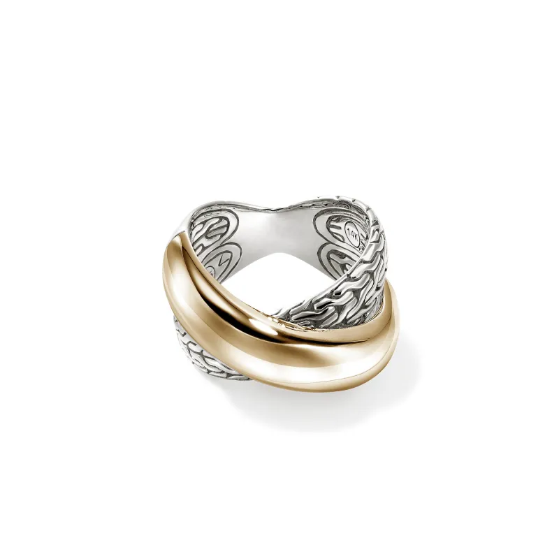 JH Essential Crossover Ring, Gold, Sterling Silver|RZZ98717 sold by John Hardy