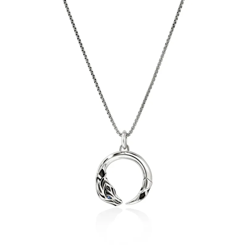 Naga Pendant Necklace, Sterling Silver, Blue Sapphire, 1.6MM|NMS603641BSP sold by John Hardy
