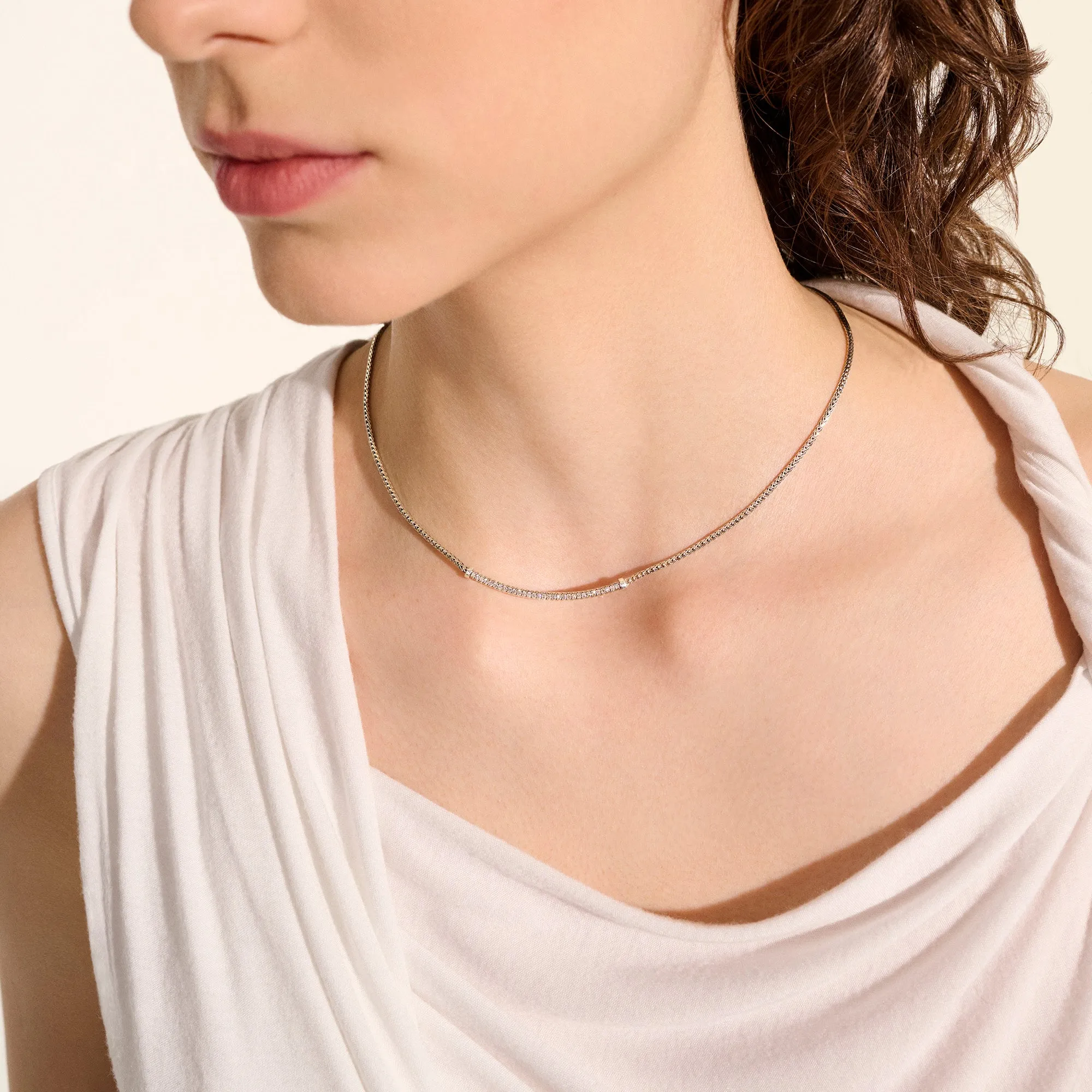 JH Essential Pavé Necklace, Sterling Silver, Diamonds, 1.8MM|NBP986972DI sold by John Hardy product image thumbnail 5