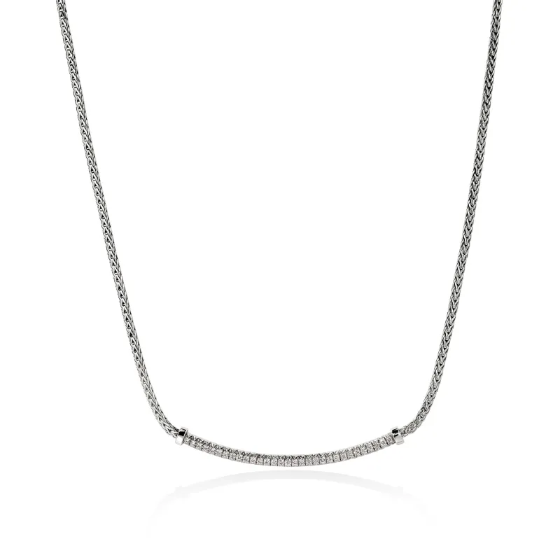 JH Essential Pavé Necklace, Sterling Silver, Diamonds, 1.8MM|NBP986972DI sold by John Hardy