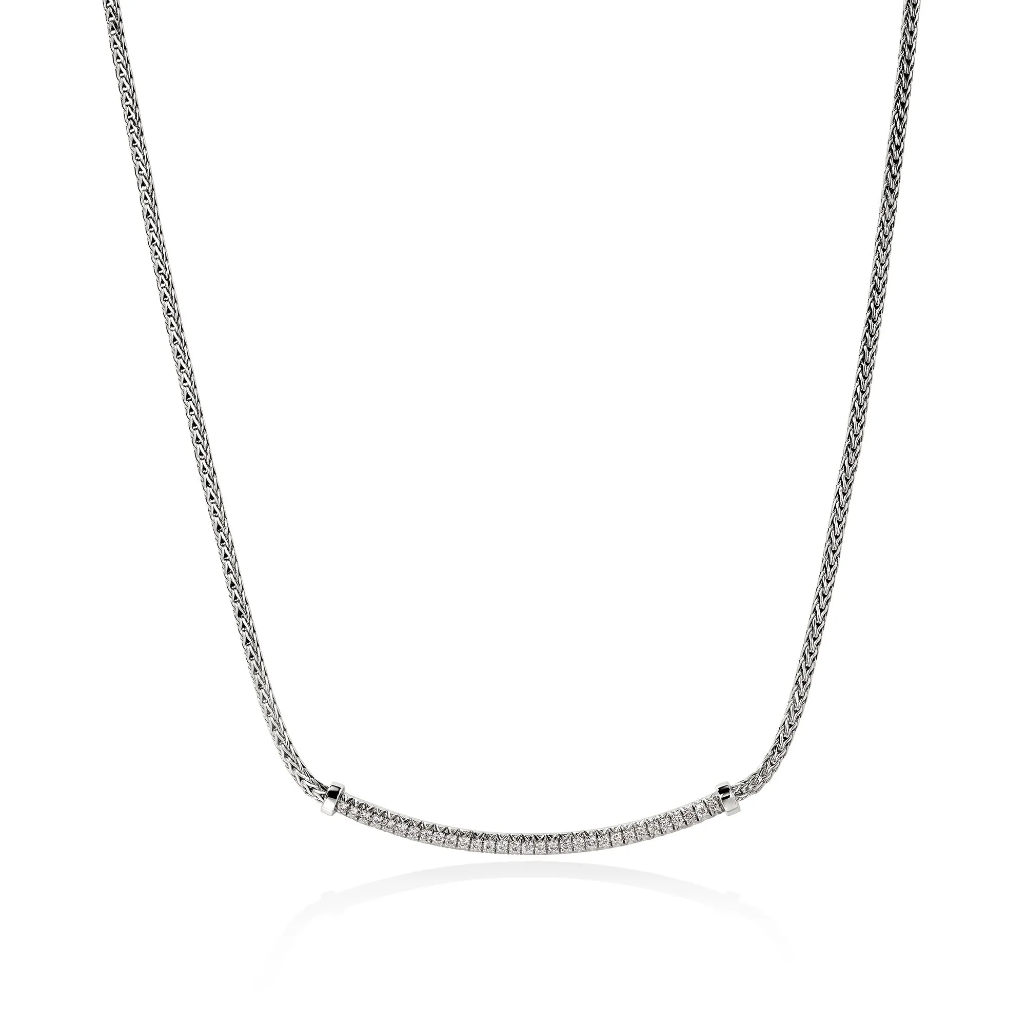 JH Essential Pavé Necklace, Sterling Silver, Diamonds, 1.8MM|NBP986972DI sold by John Hardy