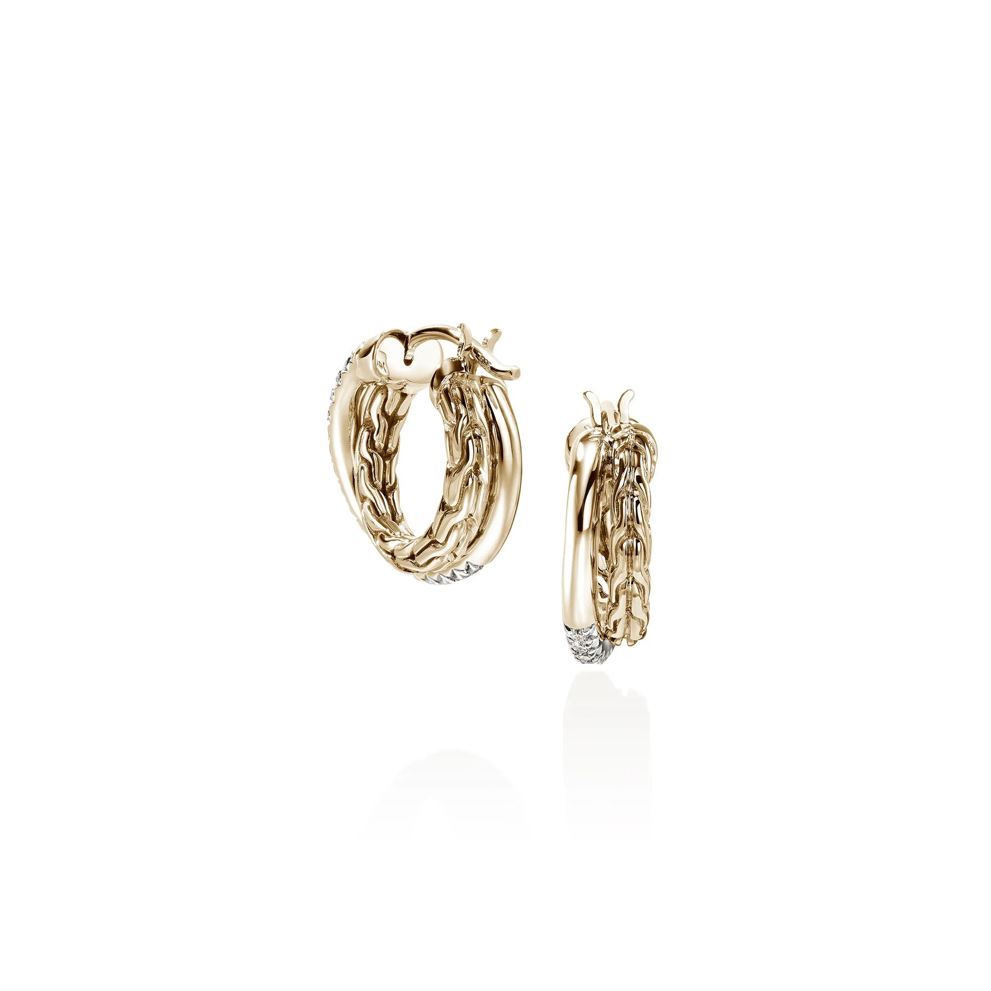 JH Essential Pavé Crossover Hoop Earring, Gold, Diamonds, 15MM|EGGX987132DI sold by John Hardy product image thumbnail 4