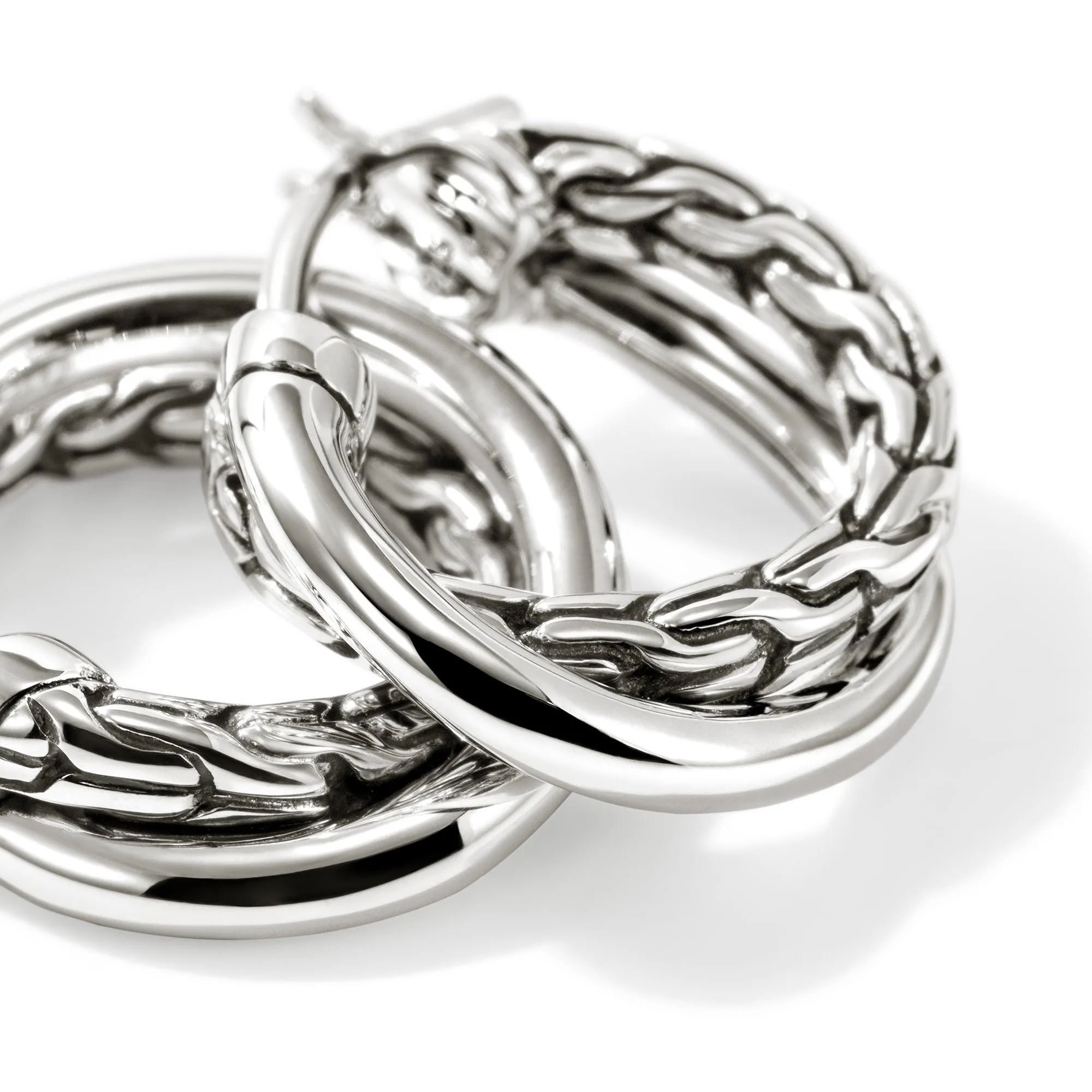 JH Essential Crossover Hoop Earring, Sterling Silver, 14.5MM|EB98713 sold by John Hardy product image thumbnail 2