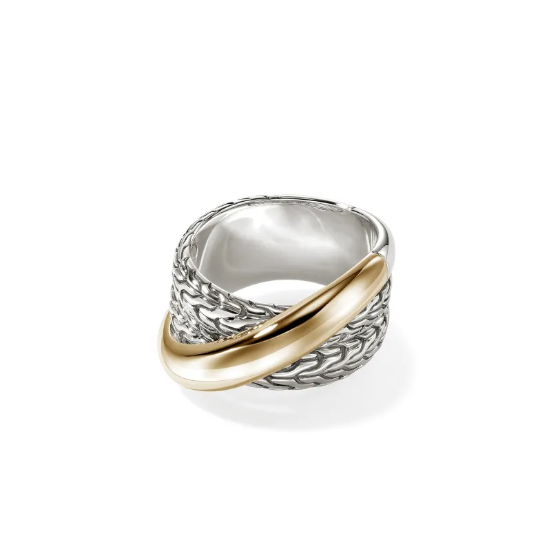 JH Essential Crossover Ring, Gold, Sterling Silver|RZZ98716 sold by John Hardy
