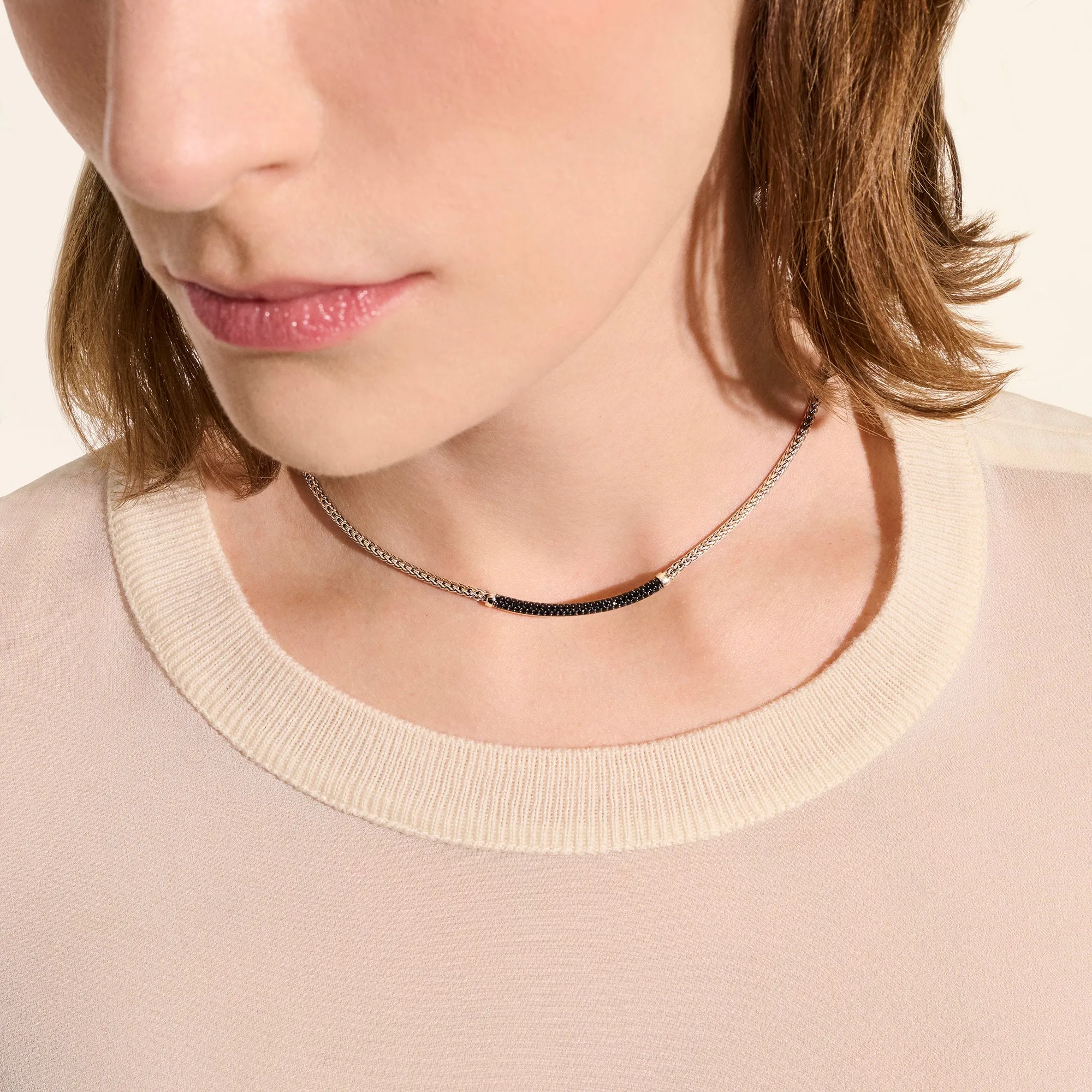 JH Essential Pavé Necklace, Sterling Silver, Gemstones, 2.5MM|NBS986984BLS sold by John Hardy product image thumbnail 5