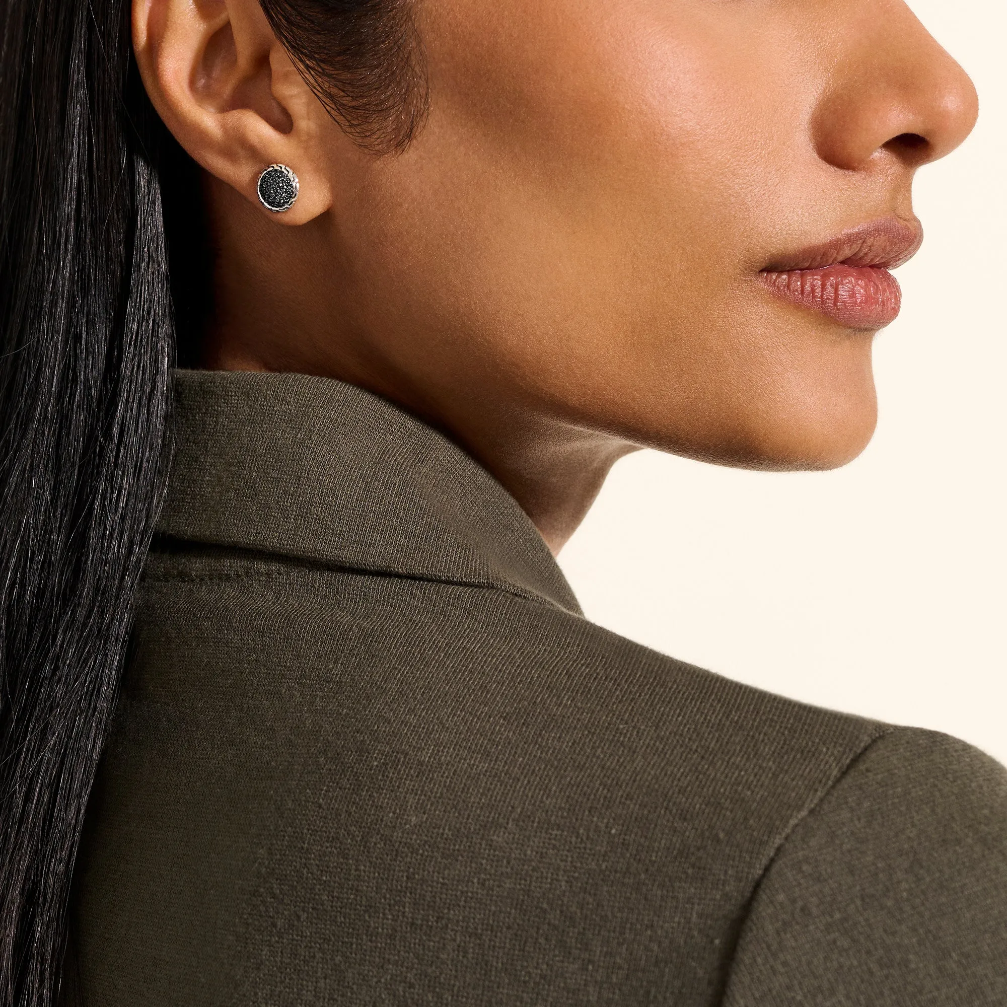 JH Essential Pavé Stud Earring, Sterling Silver, Gemstones, 10MM|EBS987184BLS sold by John Hardy product image thumbnail 5