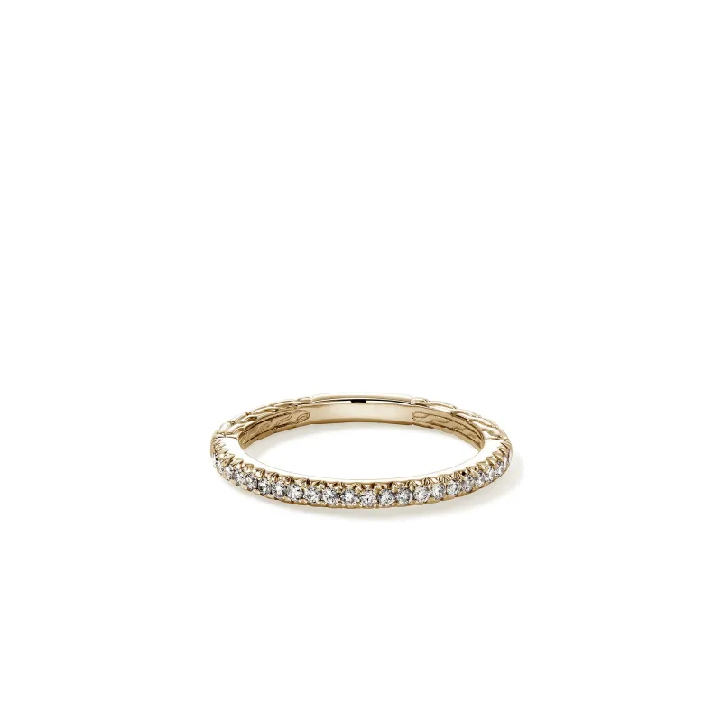 JH Essential Pavé Band Ring, Gold, Diamonds, 2MM|RGGX9870322DI sold by John Hardy