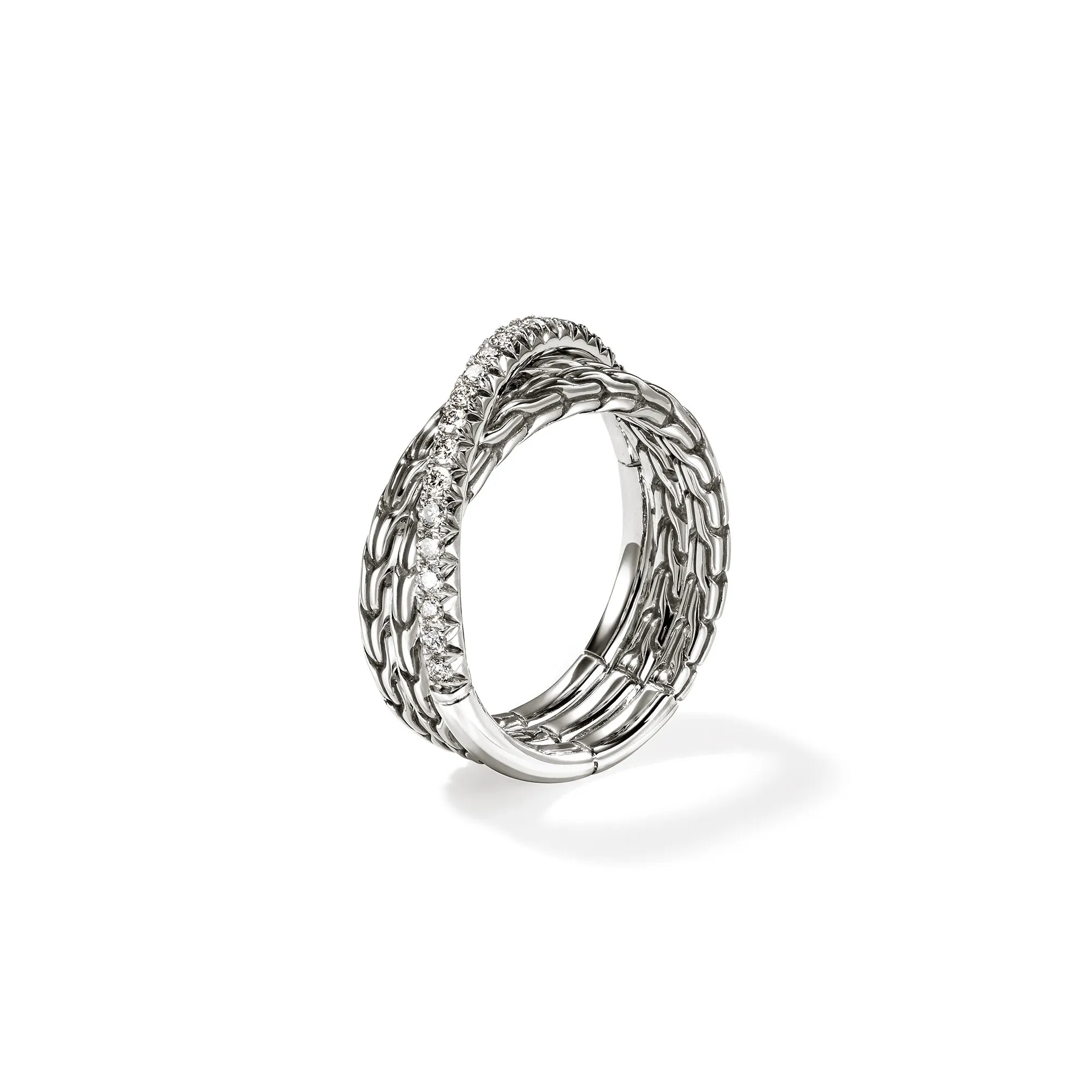 JH Essential Pavé Crossover Ring, Sterling Silver, Diamonds|RBP987152DI sold by John Hardy product image thumbnail 3
