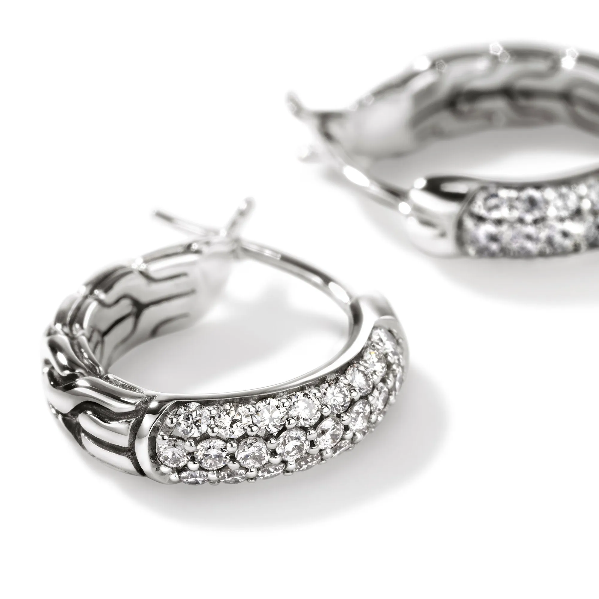 JH Essential Hoop Earring, Sterling Silver, Diamonds, 13MM|EBP987002DI sold by John Hardy product image thumbnail 2