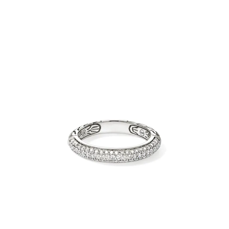 JH Essential Pavé Band Ring, Sterling Silver, Diamonds, 3.5MM|RBP987052DI sold by John Hardy