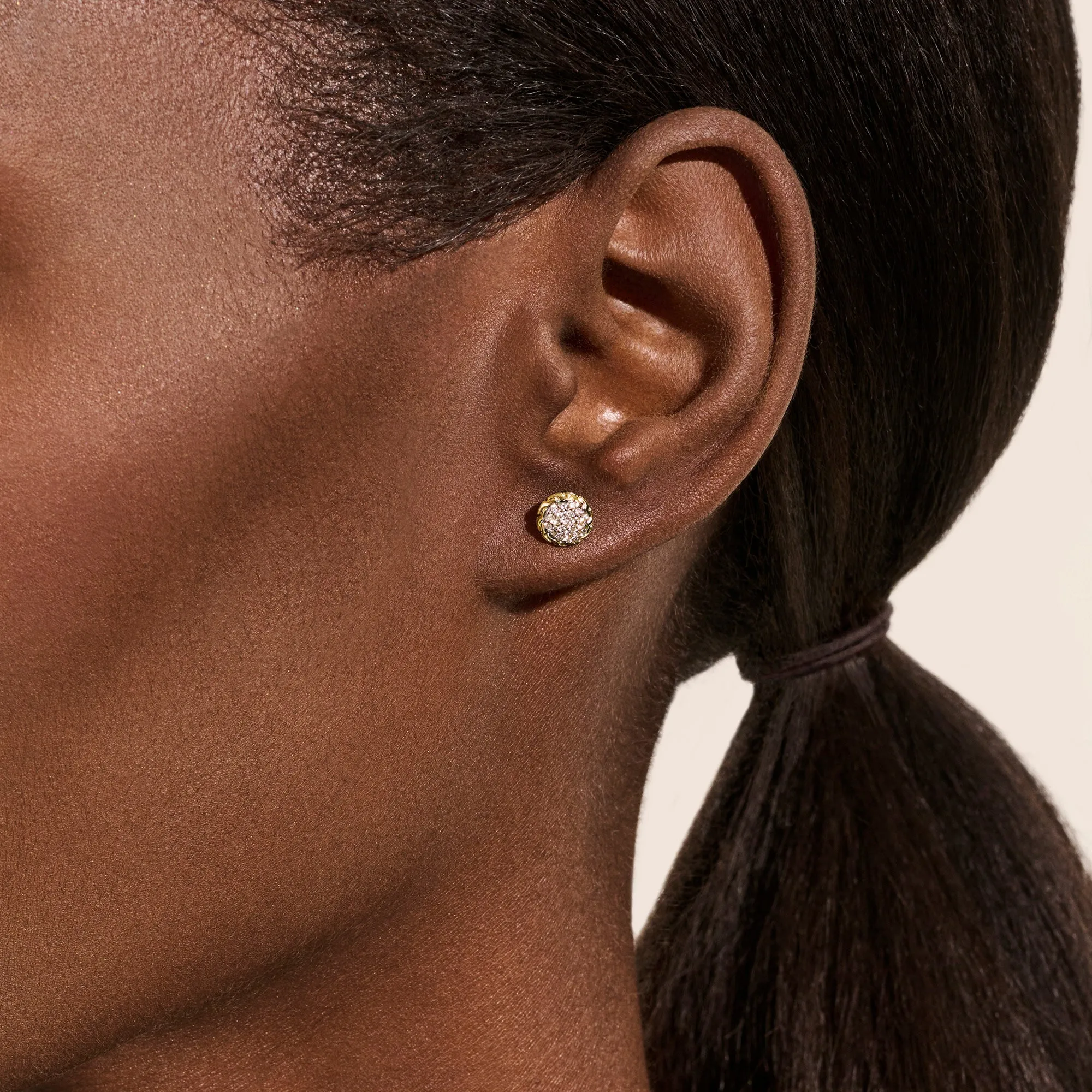 JH Essential Pavé Stud Earring, Gold, Diamonds, 7MM|EGGX987022DI sold by John Hardy product image thumbnail 5