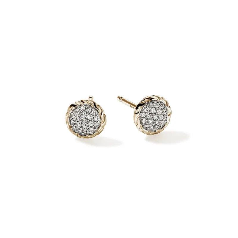 JH Essential Pavé Stud Earring, Gold, Diamonds, 7MM|EGGX987022DI sold by John Hardy