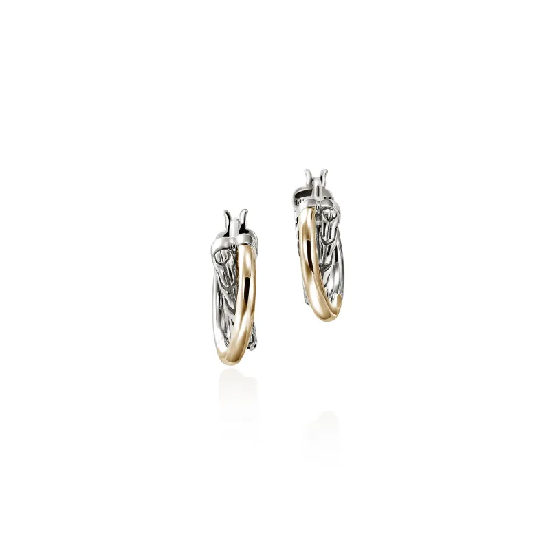 JH Essential Crossover Hoop Earring, Gold, Sterling Silver, 15MM|EZZ98713 sold by John Hardy
