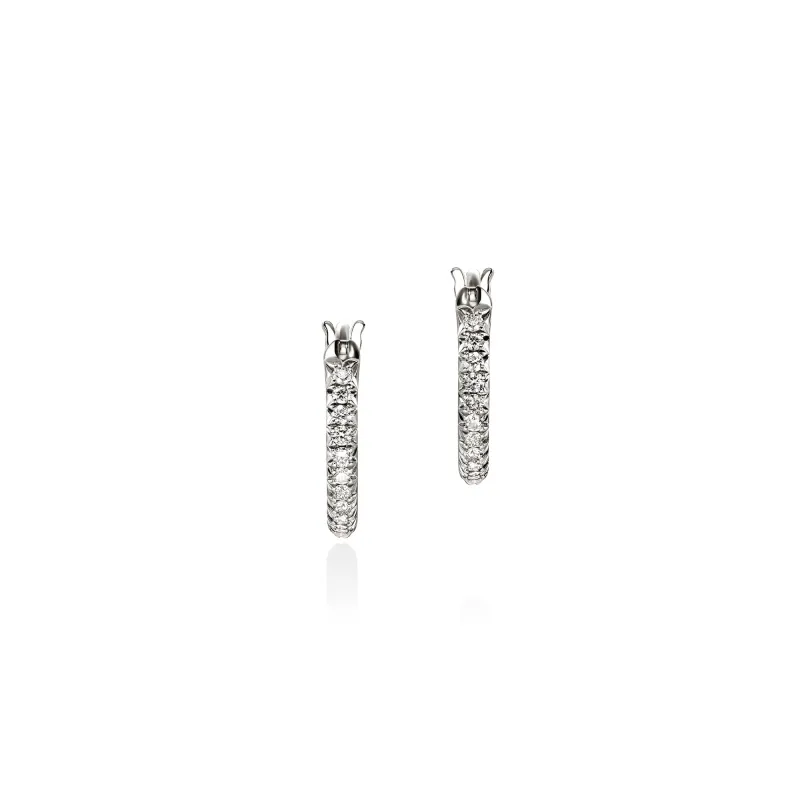 JH Essential Pavé Hoop Earring, Sterling Silver, Diamonds, 13MM|EBP987012DI sold by John Hardy