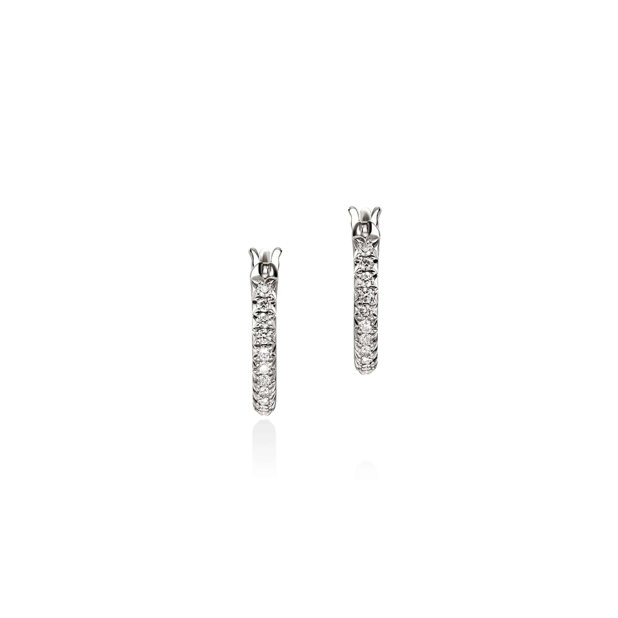 JH Essential Pavé Hoop Earring, Sterling Silver, Diamonds, 13MM|EBP987012DI sold by John Hardy