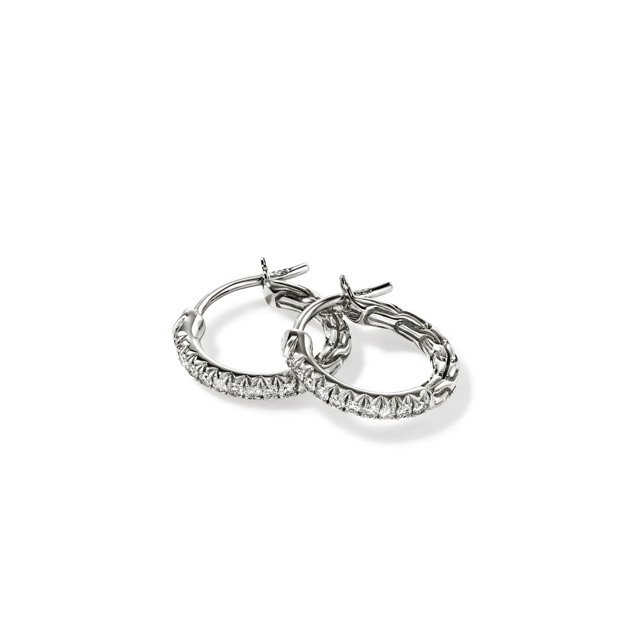JH Essential Pavé Hoop Earring, Sterling Silver, Diamonds, 13MM|EBP987012DI sold by John Hardy product image thumbnail 3