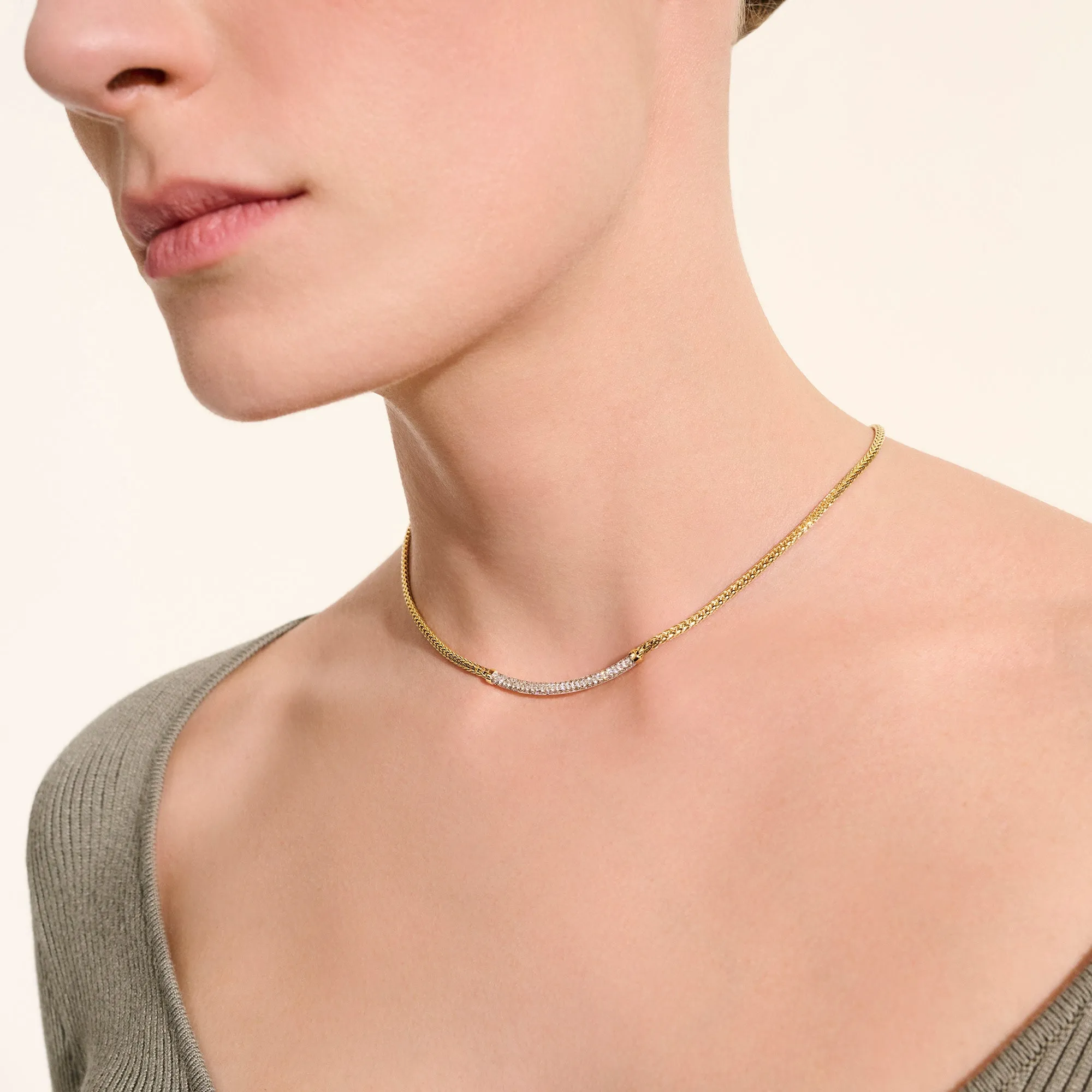 JH Essential Pavé Necklace, Gold, Diamonds, 2.5MM|NGGX986982DI sold by John Hardy product image thumbnail 5