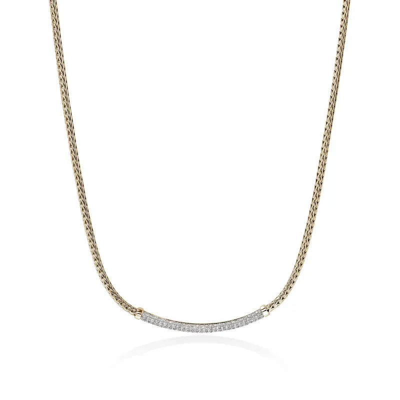 JH Essential Pavé Necklace, Gold, Diamonds, 2.5MM|NGGX986982DI sold by John Hardy