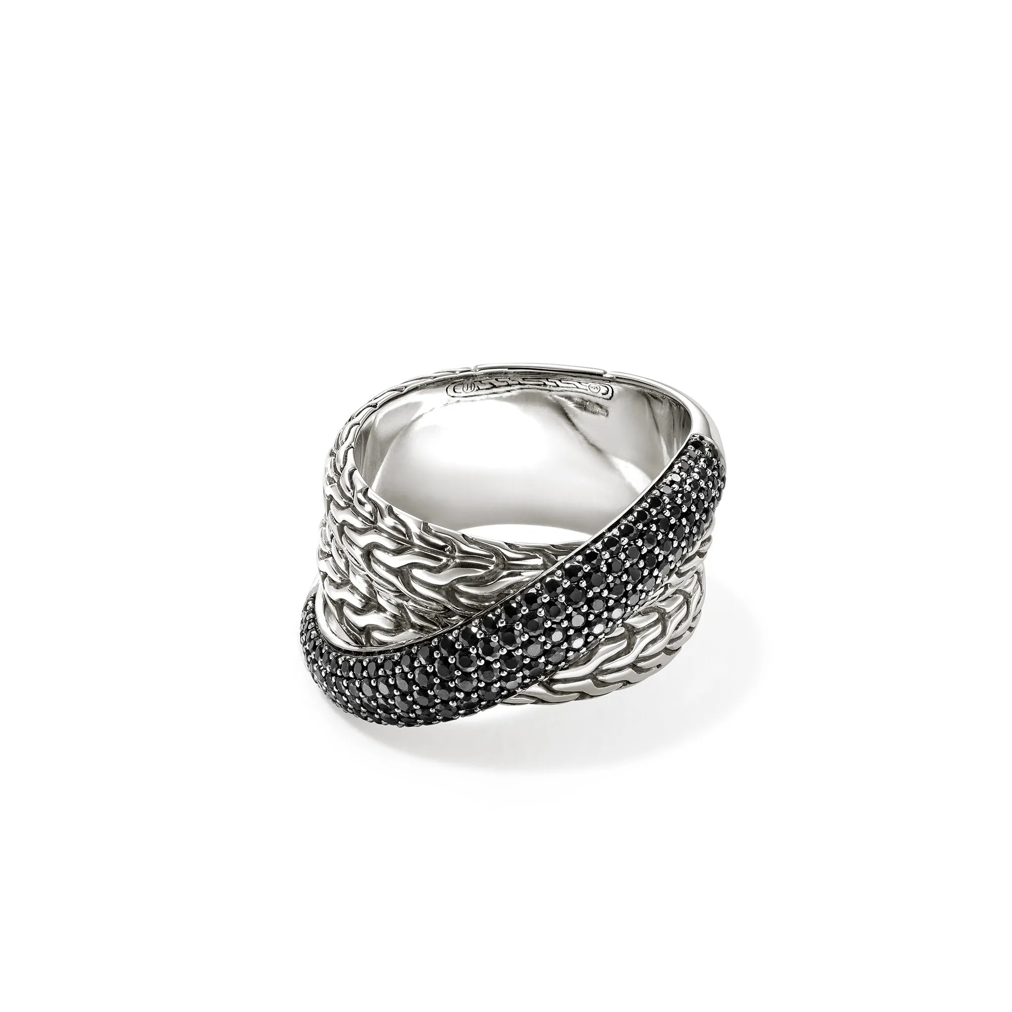 JH Essential Pavé Crossover Ring, Sterling Silver, Gemstones|RBS987164BLS sold by John Hardy