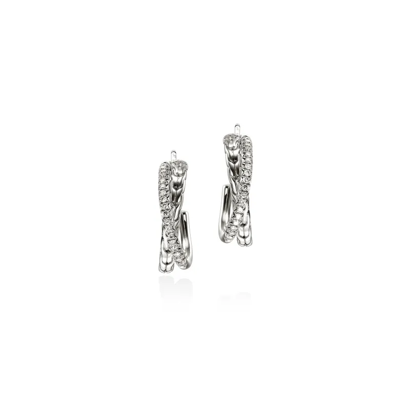 JH Essential Pavé Crossover Earring, Sterling Silver, Diamonds, 20.5MM|EBP987142DI sold by John Hardy
