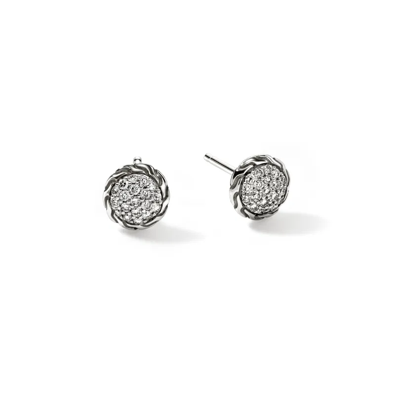 JH Essential Pavé Stud Earring, Sterling Silver, Diamonds, 7MM|EBP987022DI sold by John Hardy