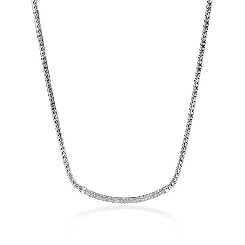 JH Essential Pavé Necklace, Sterling Silver, Diamonds, 2.5MM|NBP986982DI sold by John Hardy
